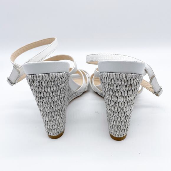 AGL Women's Dora White Leather Ankle Strap Wedge Sandals Size 37 - Picture 3 of 7